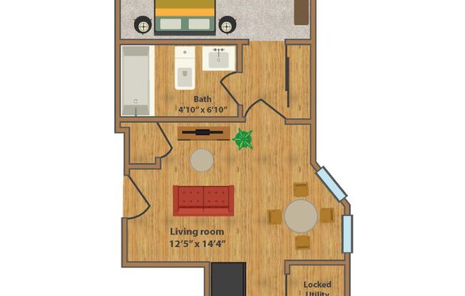 1 bed, 1 bath, 445 sqft, $835, Unit Capitol Manor-21