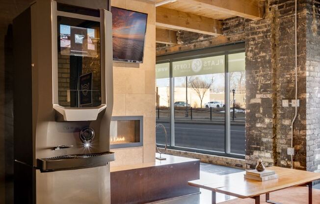 Coffee bar in resident lobby workspace