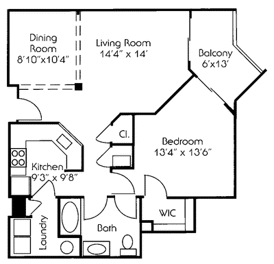 1 bed, 1 bath, 833 sqft, $3,207, Unit 1347