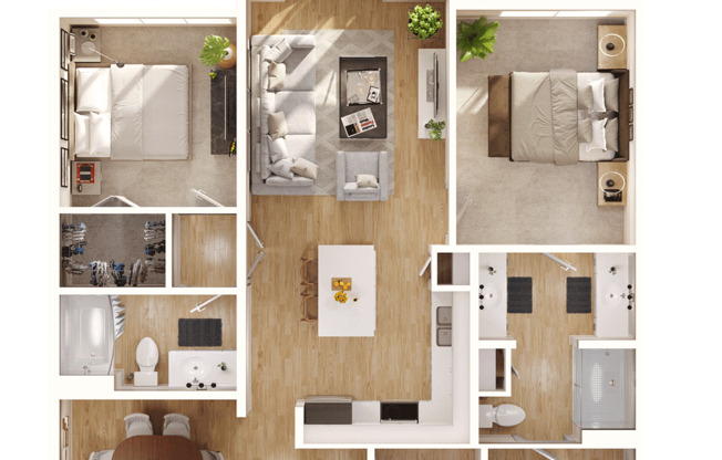 2 beds, 2 baths, 1,215 sqft, $1,737, Unit 1117