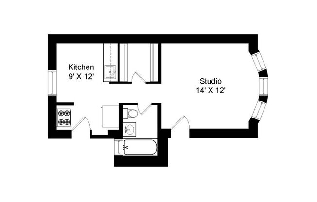 Studio, 1 bath, 355 sqft, $1,550, Unit 4606-1A