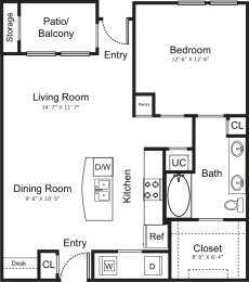 1 bed, 1 bath, 811 sqft, $1,685