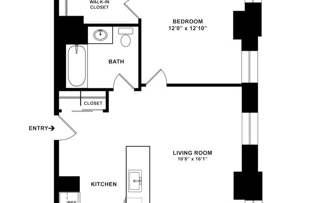 1 bed, 1 bath, 638 sqft, $2,295, Unit M-G6