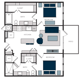 2 beds, 2 baths, 1,008 sqft, $2,459