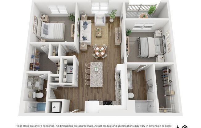 2 beds, 2 baths, 1,114 sqft, $1,784