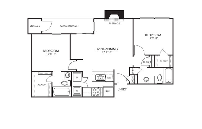 2 beds, 2 baths, 921 sqft, $1,463