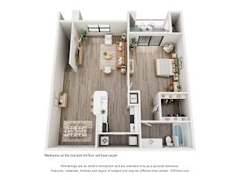 1 bed, 1 bath, 837 sqft, $1,562