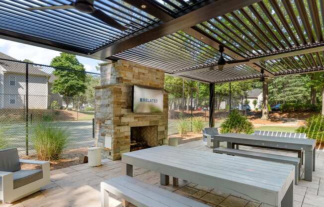 Covered Seating Overlooking the Tennis Court