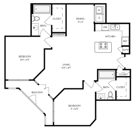 2 beds, 2 baths, 947 sqft, $1,766