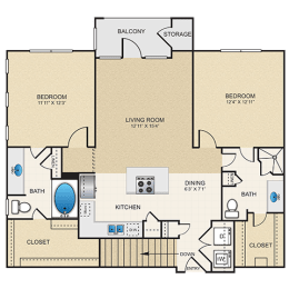 2 beds, 2 baths, 1,080 sqft, $2,103