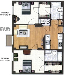 2 beds, 2 baths, 883 sqft, $2,500