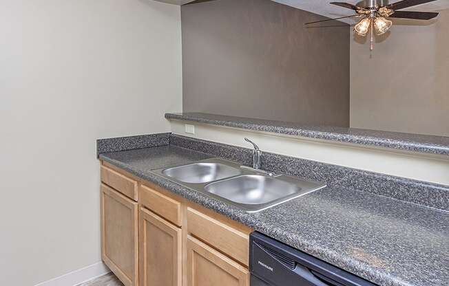 kitchen with double sink and counter space