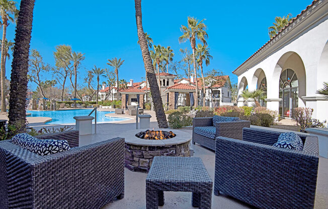 Poolside Firepit | The Catherine Townhomes in Scottsdale