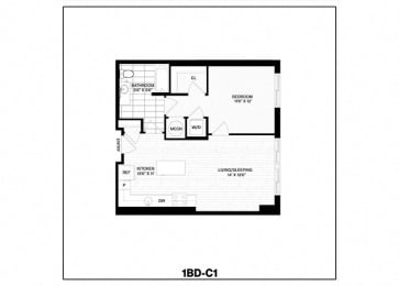 1 bed, 1 bath, 703 sqft, $2,297