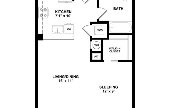 Studio, 1 bath, 543 sqft, $3,765