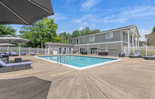 the swimming pool at the preserve apartments