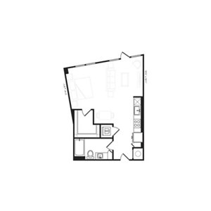 Studio, 1 bath, 637 sqft, $1,495