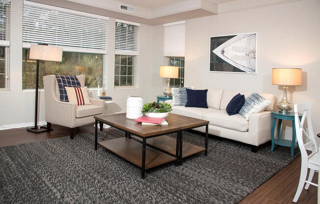 Decorated Living Room at Waterstone Place, Minnetonka, 55305