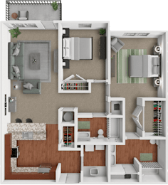 2 beds, 2 baths, 1,137 sqft, $1,585