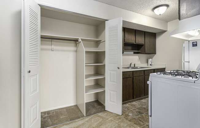 Galley Kitchen with a Large Closet
