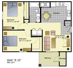 2 beds, 1 bath, 862 sqft, $1,650