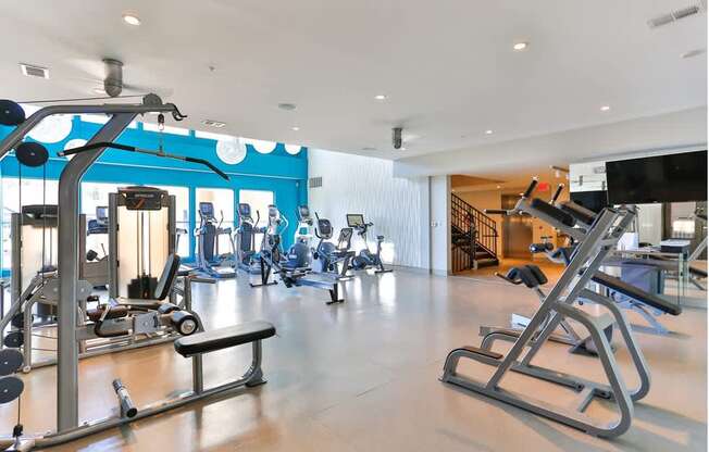 Weight machines in fitness center