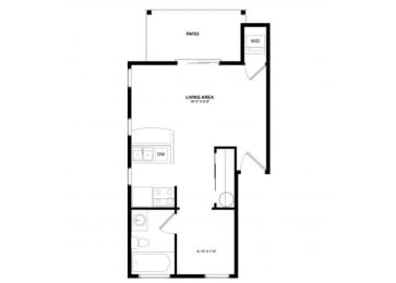 Studio, 1 bath, 425 sqft, $1,655