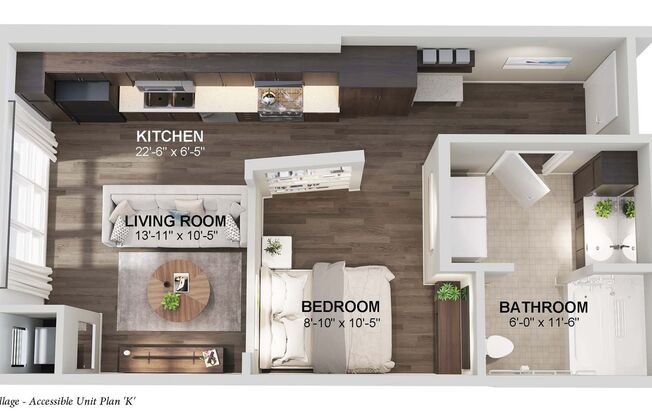 Studio, 1 bath, 558 sqft, $925, Unit Bldg 5 Apt 5314