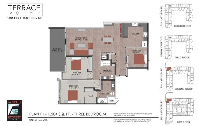 3 beds, 2 baths, 1,504 sqft, $2,690, Unit 126