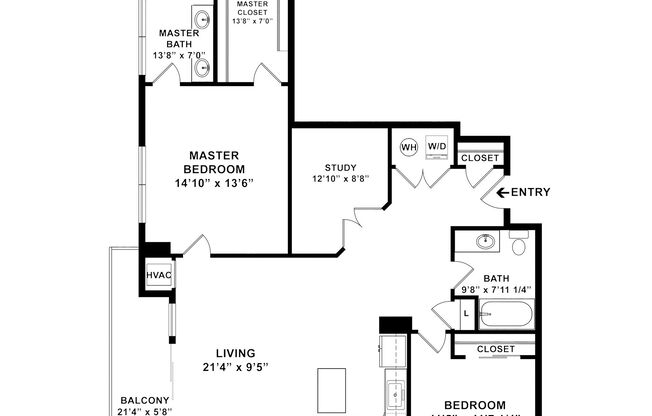 2 beds, 2 baths, 1,364 sqft, $5,345, Unit 801