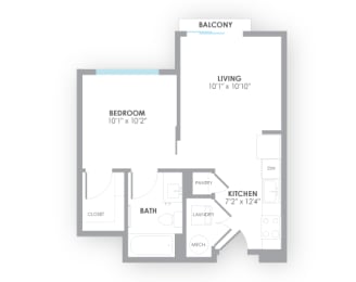 Studio, 1 bath, 496 sqft, $1,207