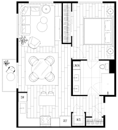 1 bed, 1 bath, 733 sqft, $3,426