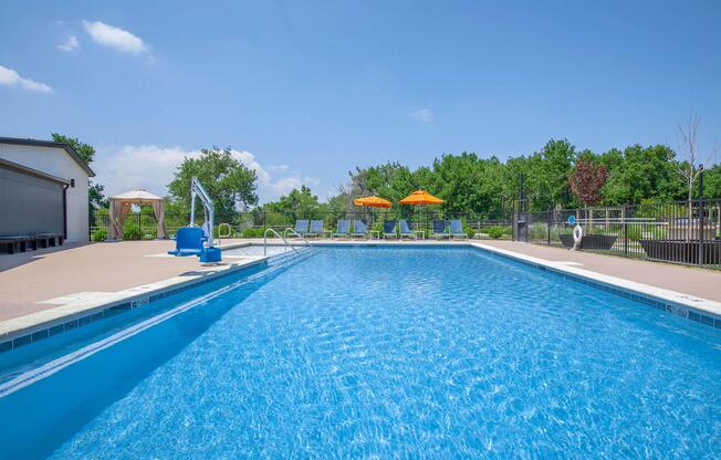 a blue pool of water