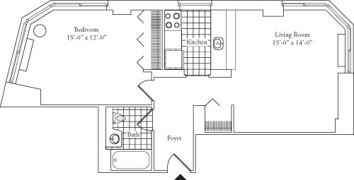 1 bed, 1 bath, 686 sqft, $4,392, Unit 14D