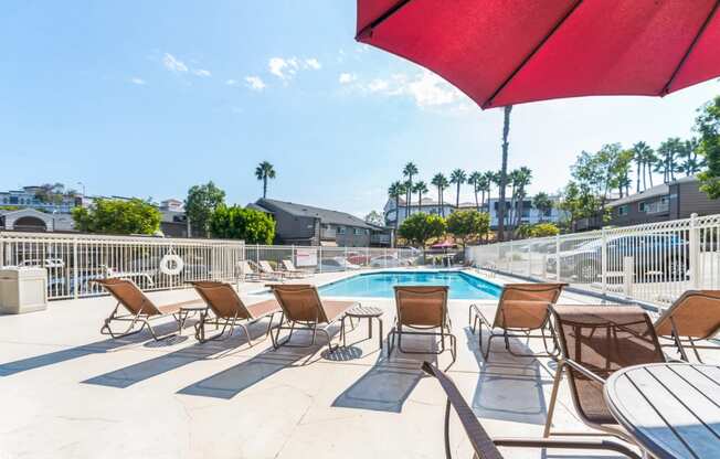 The Outdoor Community Swimming Pool at Meadow Creek Apartments in San Marcos, CA