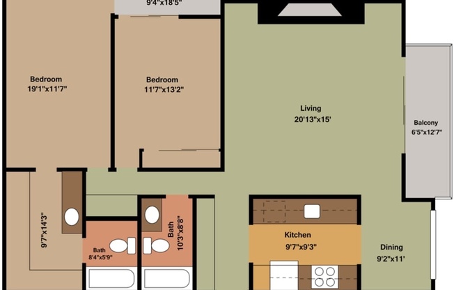 2 beds, 2 baths, 1,195 sqft, $2,998, Unit 4260.310