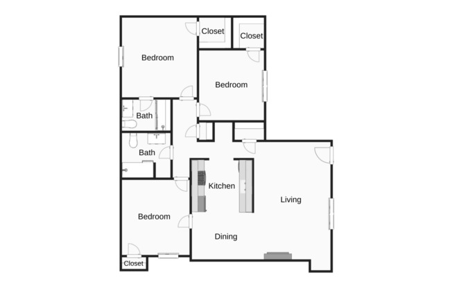 3 beds, 2 baths, 1,295 sqft, $1,110