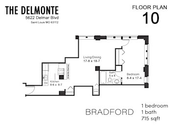 1 bed, 1 bath, 715 sqft, $1,300