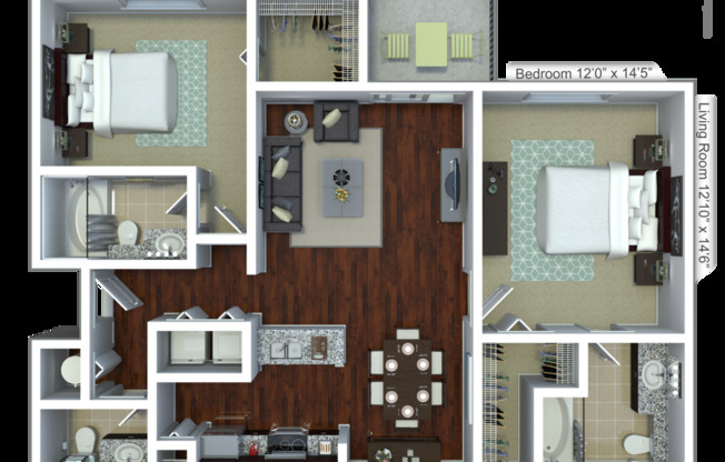 2 beds, 2.5 baths, 1,141 sqft, $2,585