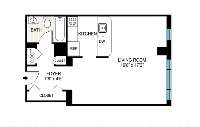 Studio, 1 bath, 460 sqft, $4,200, Unit G14H