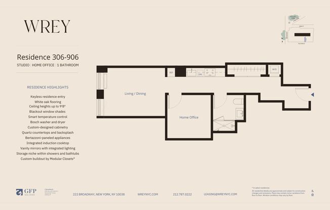Studio, 1 bath, $5,250, Unit 406