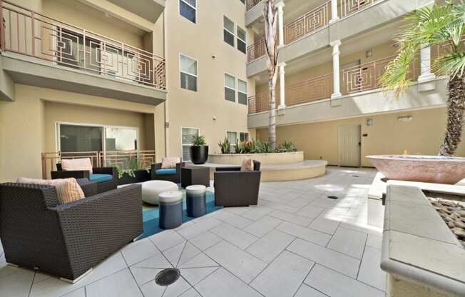 Boulevard on Wilshire Outdoor Seating Area with Fire Pit