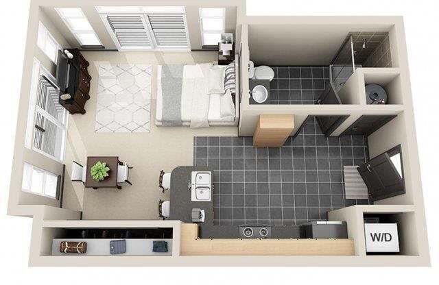 Simplicity Studio Floor Plan at Mosaic South End Apartments in Charlotte, NC