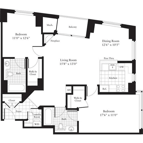 2 beds, 2 baths, 1,090 sqft, $4,039, Unit 1301