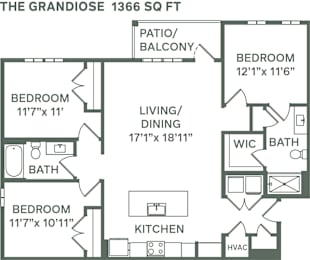 3 beds, 2 baths, 1,366 sqft, $2,375