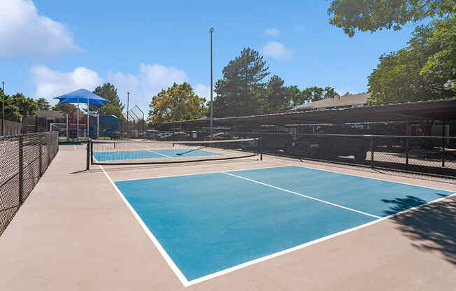 Community Pickleball Courts with Nets at Overlook Apartments located in Salt Lake City, UT.