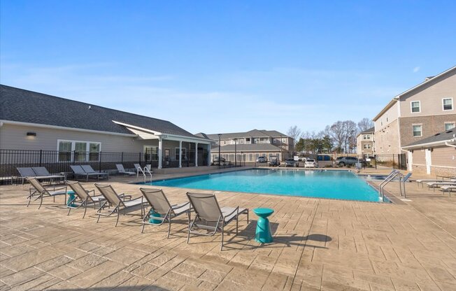 the swimming pool at Aurora apartments in Madison, AL