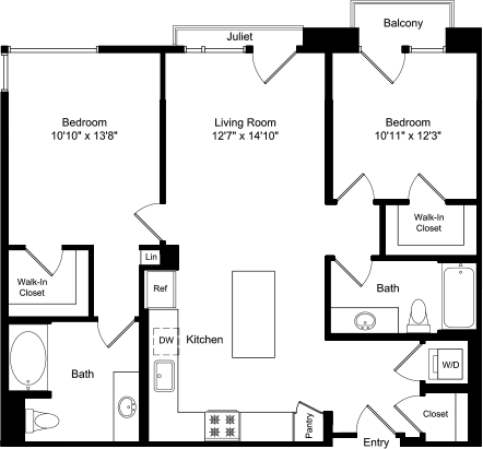 2 beds, 2 baths, 1,077 sqft, $4,123, Unit 4223