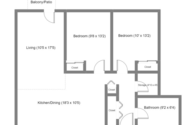 2 beds, 1 bath, $1,025, Unit 1704-202