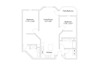 2 beds, 2 baths, 1,185 sqft, $1,385